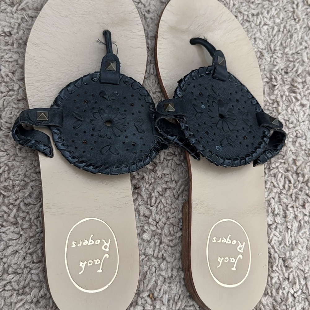 Jack Rogers Navy Leather Sandals